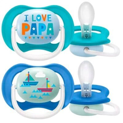 Пустушка силіконова Philips Avent Ultra Air I love SCF080/03 ортодонтична, 6-18 місяців, для хлопчиків, 2 шт