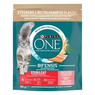 Корм сухий для кастрованих котів/стерилізованих кішок Purina One Sterilcat з лососем, 800 г
