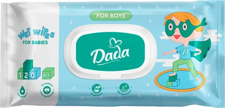 Серветки вологі Dada For Boys детские гіпоалергенні, 120 шт