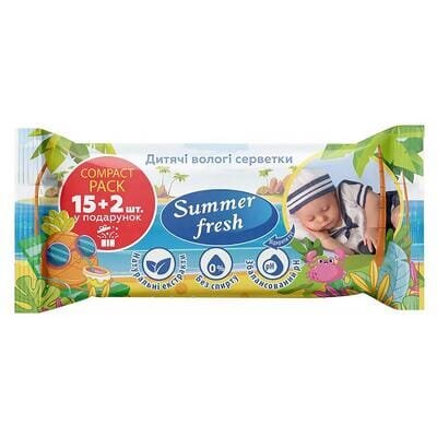 Серветки вологі Summer Fresh дитячі, 17 шт