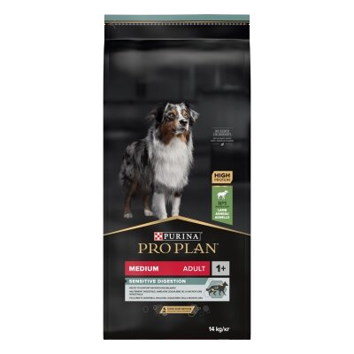Корм сухий Purina Pro Dog Medium Adult 1+ Sensitive Digestion для дорослих собак середніх порід з чутливим травленням, з ягням, 14 кг