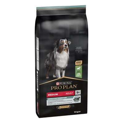 Корм сухий Purina Pro Dog Medium Adult 1+ Sensitive Digestion для дорослих собак середніх порід з чутливим травленням, з ягням, 14 кг