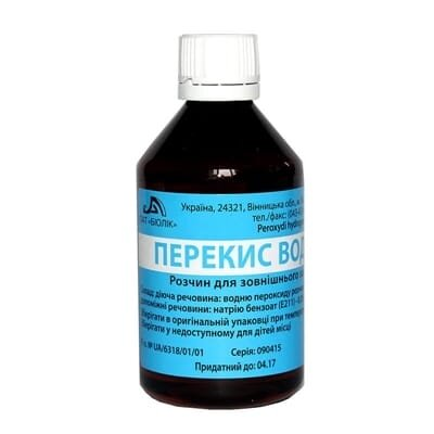 Перекис водню розчин д/зовн. заст. 3 % по 100 мл у флак. (бан.)