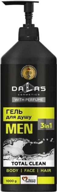 Гель-шампунь для душу Dalas Total Clean 3 в 1 чоловічий, 1000 мл