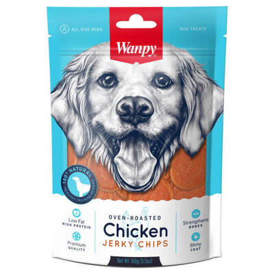Ласощі для собак Wanpy Chicken Jerky Chips Чіпси курячі в'ялені, 100 г