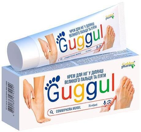 Крем для ніг Golden Pharm Guggul у ділянці великого пальця та п'яти, 75 мл