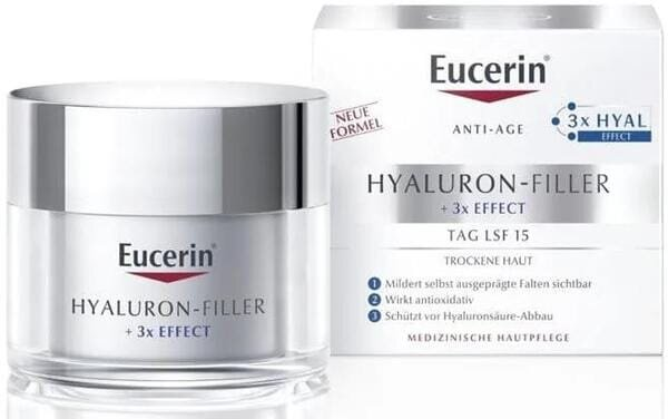 Крем для обличчя Eucerin Hyaluron Filler + 3x Effect SPF15 денний проти зморшок для сухої та чутливої шкіри (63485), 50 мл