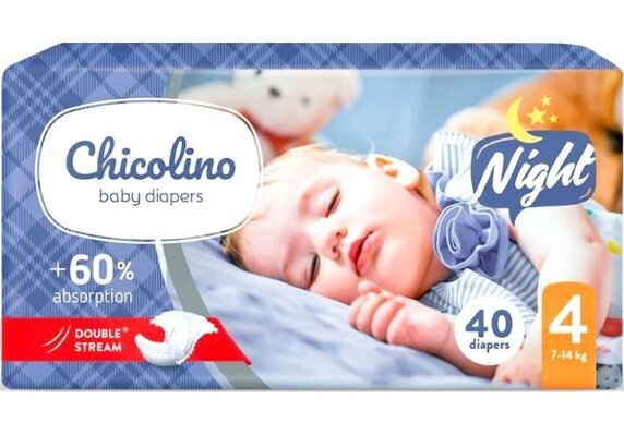 Підгузники Chicolino Night дитячі, розмір 4, 7-14 кг, нічні, 40 шт