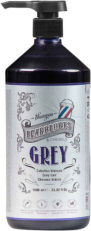 Шампунь Beardburys Grey відтінковий для білого та сивого волосся, 1000 мл