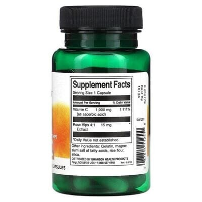 Вітамін С Swanson Vitamin C 1000 мг з шипшиною капсули №30