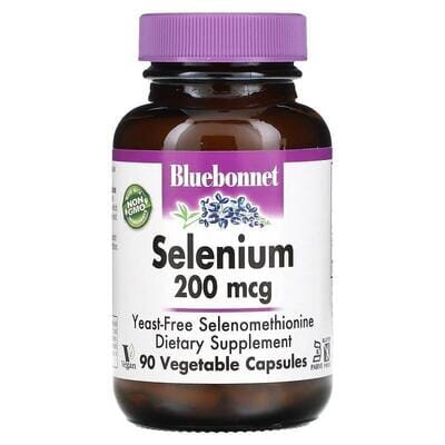 Селен Bluebonnet Nutrition Selenium 200 мкг, без дріжджів, 90 вегетаріанських капсул