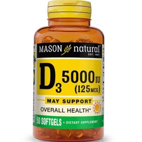 Вітамін D3 Mason Natural Vitamin D3 5000, 50 гелевих капсул