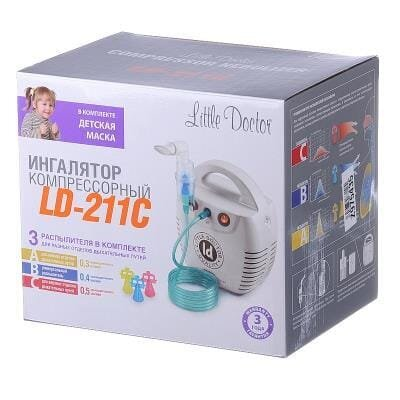 Інгалятор (небулайзер) Little Doctor LD-211С компресорний білого кольору