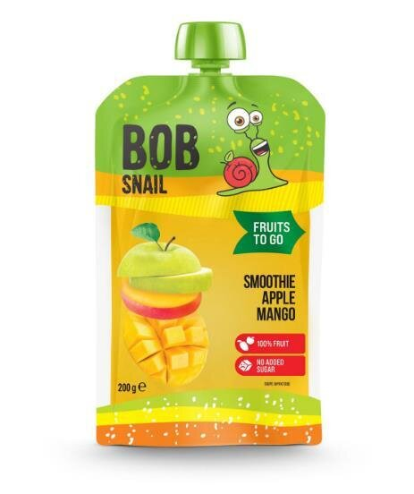 Пюре фруктове Bob Snail Fruits To Go Смузі Яблуко-манго, пастеризоване, 200 г
