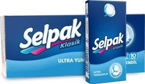 Хусточки паперові Selpak гігієнічні стандарт, 10 шт х 10 уп