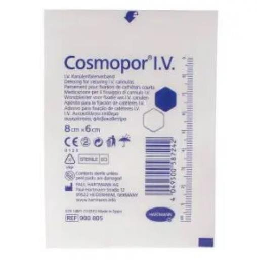 Пов'язка пластирна Cosmopor I.V. для фіксації канюль, 6 см х 8 см, 1 штука