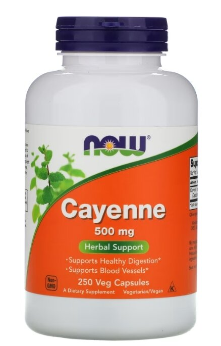 Кайєнський перець NOW Cayenne 500 мг вег. капсули №250