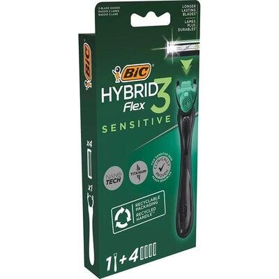 Станок для гоління Bic Flex 3 Hibrid Sensitive чоловічий з 4 змінними картриджами
