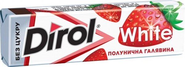 Жувальна гумка Dirol White Полуниця без цукру, 14 г