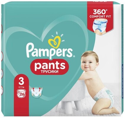 Підгузки-трусики Pampers Pants дитячі розмір 3, 6-11 кг, 26 шт