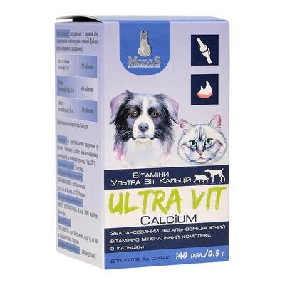 Вітамінно-мінеральний комплекс ModeS Ultra Vit Calcium для собак та котів, 140 таблеток
