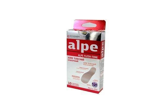 Пластир медичний Alpe Flesh-Tone на полімерній основі, тілесний класичний 76 мм х 19 мм, 10 штук