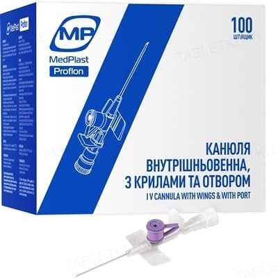 Канюля внутрішньовенна MP MedPlast Proflon 26G (0,6 x 19 мм) фіолетова, 1 штука