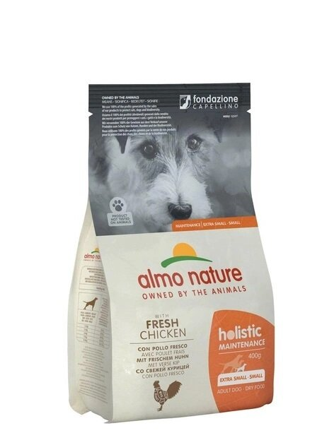 Корм сухий Almo Nature Holistic Dog Extra Small & Small для дорослих собак маленьких порід зі свіжою куркою, 400 г