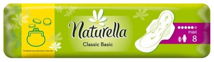 Прокладки гігієнічні Naturella Classic Basic Maxi 5 крапель, 8 шт