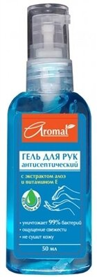 Гель для рук антисептичний Аромат з екстрактом алое і вітаміном Е по 50 мл у флак.