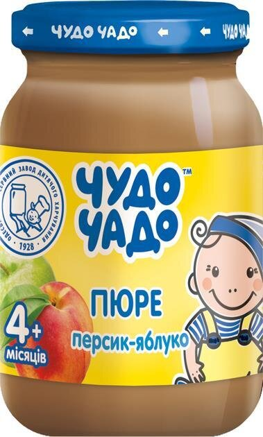Пюре фруктове Чудо-Чадо Персик-яблуко з цукром, 170 г