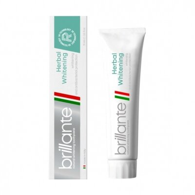 Зубна паста Brillante Herbal Whitening відбілююча антибактеріальна, 75 мл