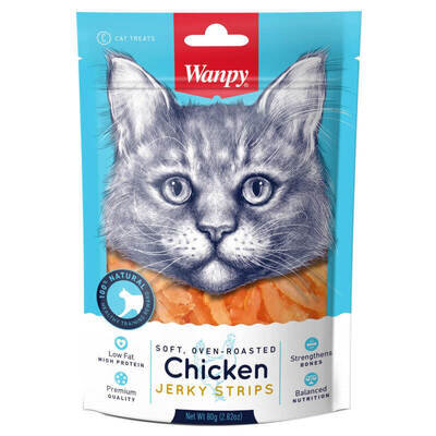 Ласощі для котів Wanpy Soft Chicken Jerky Strips Філе куряче в'ялене смужки, 80 г