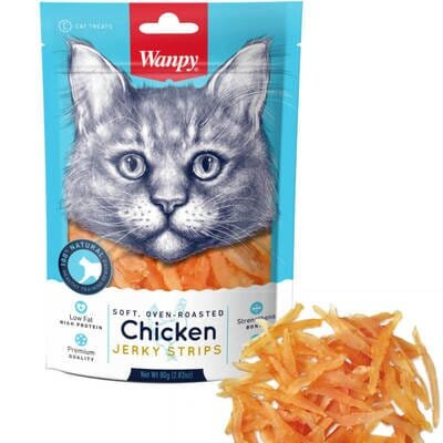 Ласощі для котів Wanpy Soft Chicken Jerky Strips Філе куряче в'ялене смужки, 80 г
