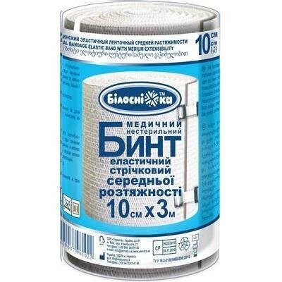 Бинт еластичний стрічковий «Білосніжка» медичний, середньої розтяжності 10 см х 3 м