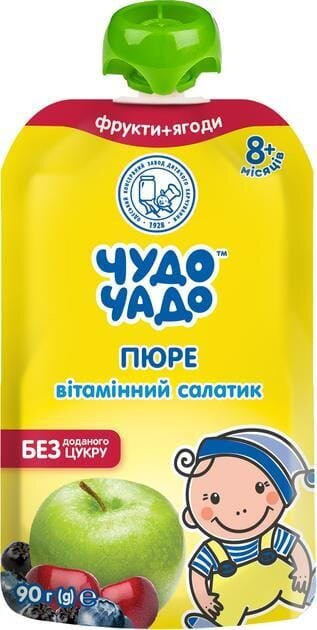 Пюре фруктове Чудо-Чадо Вітамінний салатик з 8 місяців, 90 г