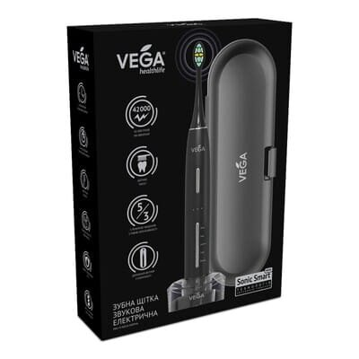 Електрична зубна щітка Vega VT-800B Sonic Smart Vega Pro звукова, чорна