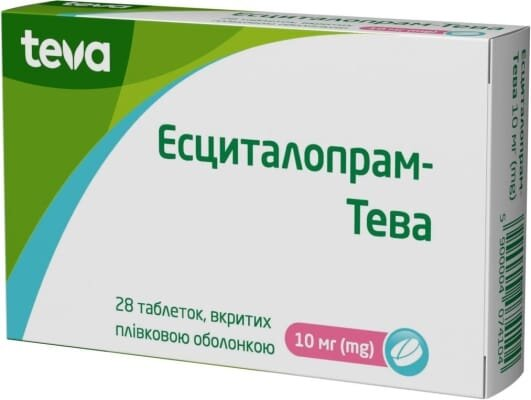 Есциталопрам-Тева таблетки, в/плів. обол. по 10 мг №28 (14х2)