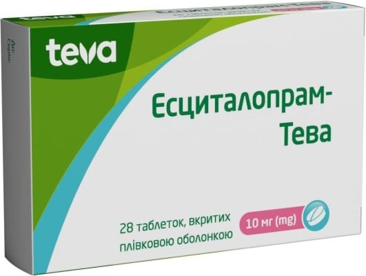 Есциталопрам-Тева таблетки, в/плів. обол. по 10 мг №28 (14х2)