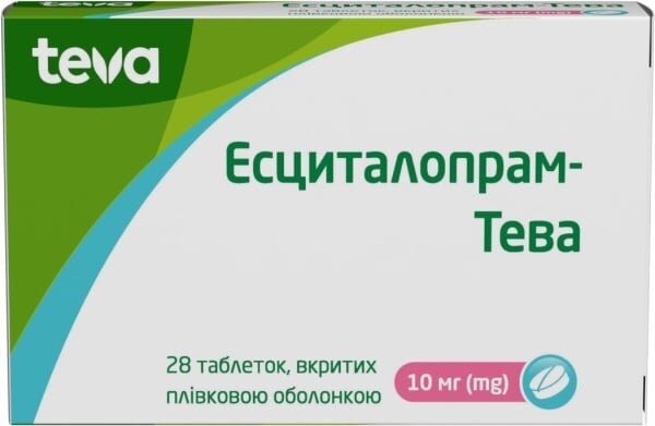 Есциталопрам-Тева таблетки, в/плів. обол. по 10 мг №28 (14х2)