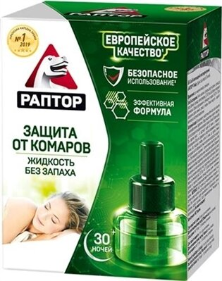 Рідина Раптор проти комарів і комах без запаху флакон 30 ночей