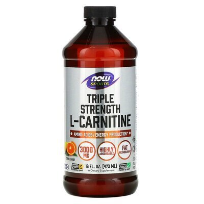 L-карнітин NOW Sports L-Carnitine 3000 мг рідкий цитрус, 473 мл