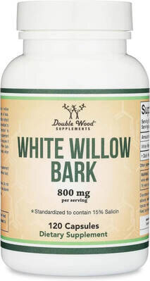 Верби білої кора Double Wood White Willow Bark 800 мг (15% Salicin), 120 капсул