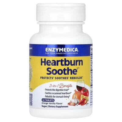 Засіб від печії Enzymedica Heartburn Relief зі смаком ванілі і апельсина, 42 жувальних таблетки