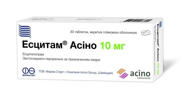 Есцитам Асіно таблетки, в/плів. обол. по 10 мг №30 (10х3)