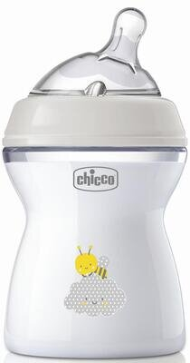 Пляшка дитяча пластикова Chicco Natural Feeling з соскою силіконовою, середній потік, нейтральна, 250 мл