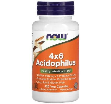 Пробіотики Ацидофілус NOW 4x6 Acidophilus вег. капсули №120
