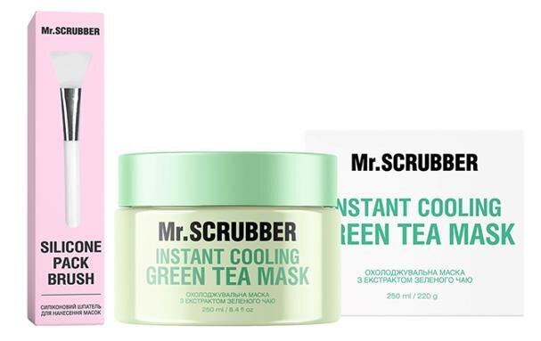 Маска для обличчя MR.Scrubber Instant Cooling Green Tea Mask Охолоджувальна з екстрактом зеленого чаю + силіконовий шпатель, 250 мл