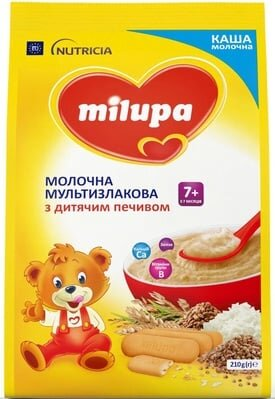 Каша молочна Milupa мультизлакова з печивом для дітей від 7 місяців, 210 г