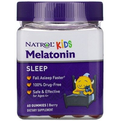 Мелатонін Natrol Kids Melatonin для дітей від 4 років ягідний смак, 60 жувальних цукерок